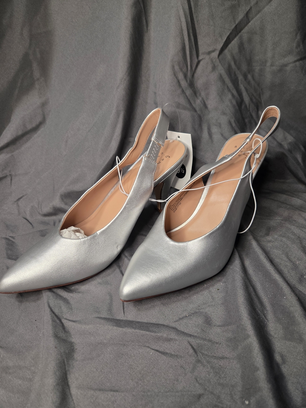 a new day Silver Pointed-Toe Slingback Heels